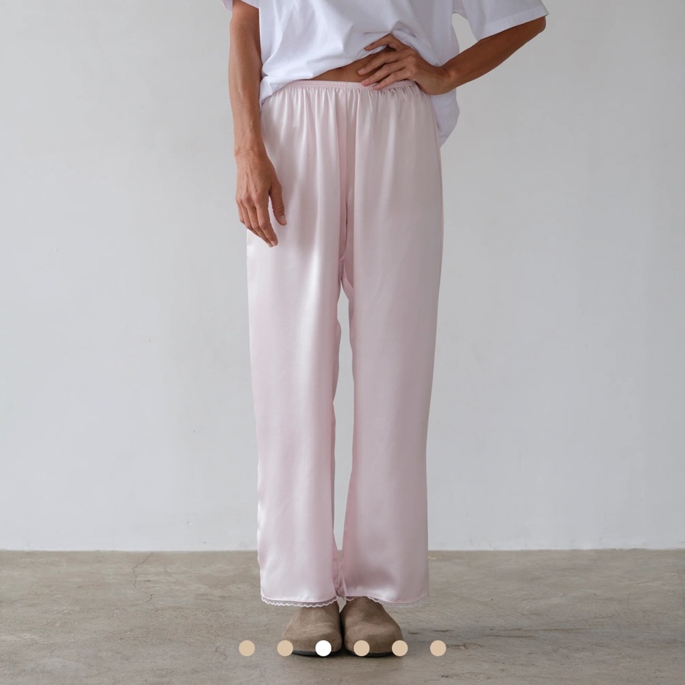 Donni The Silk Lace Simple Pant in Pink Silk Women's Pants